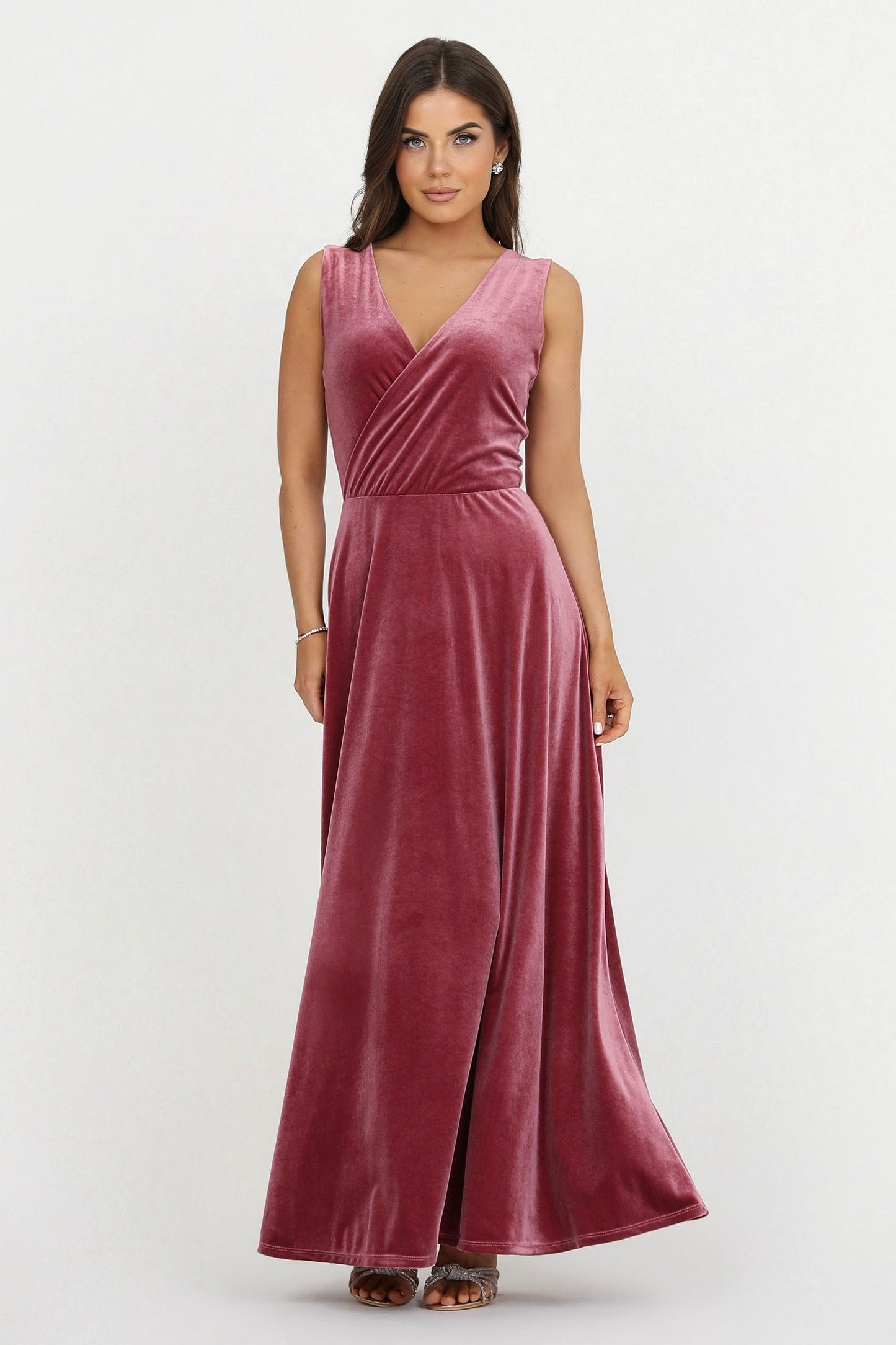 Chianti Wrap V Neckline Velvet Dress