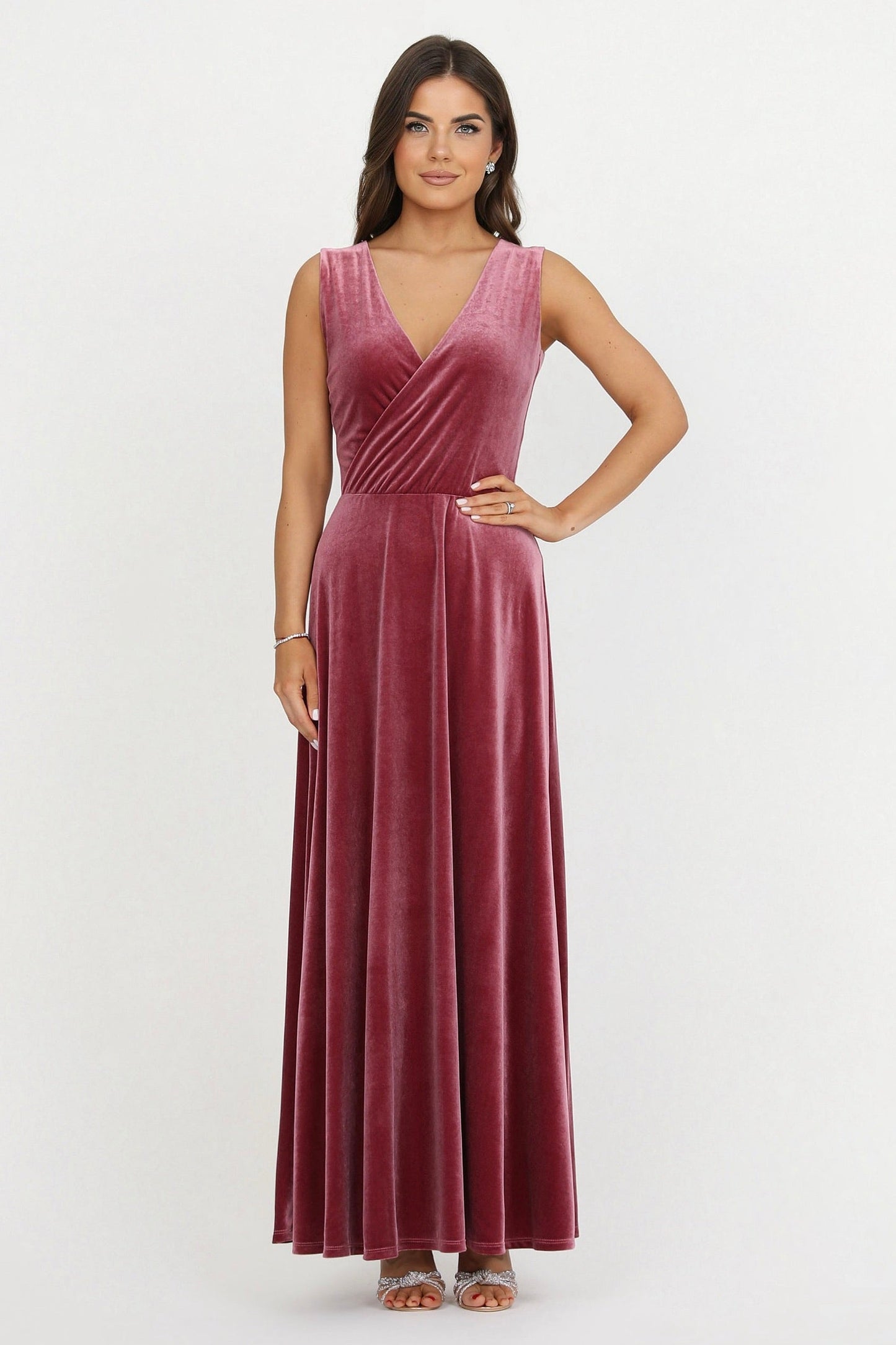 Chianti Wrap V Neckline Velvet Dress