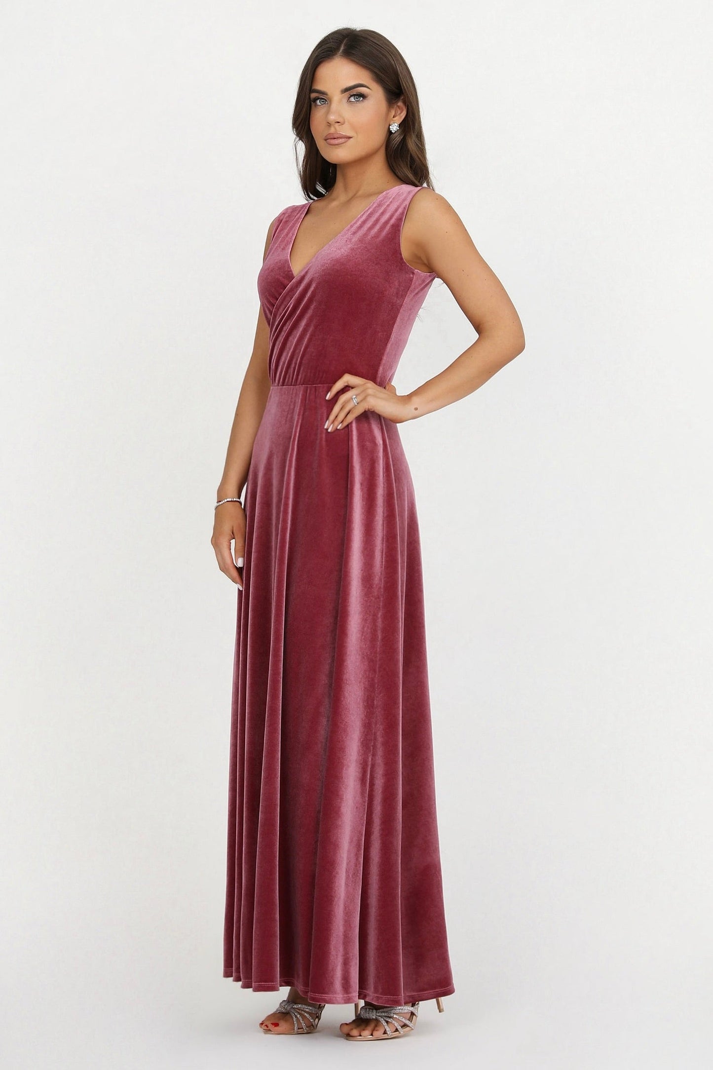 Chianti Wrap V Neckline Velvet Dress