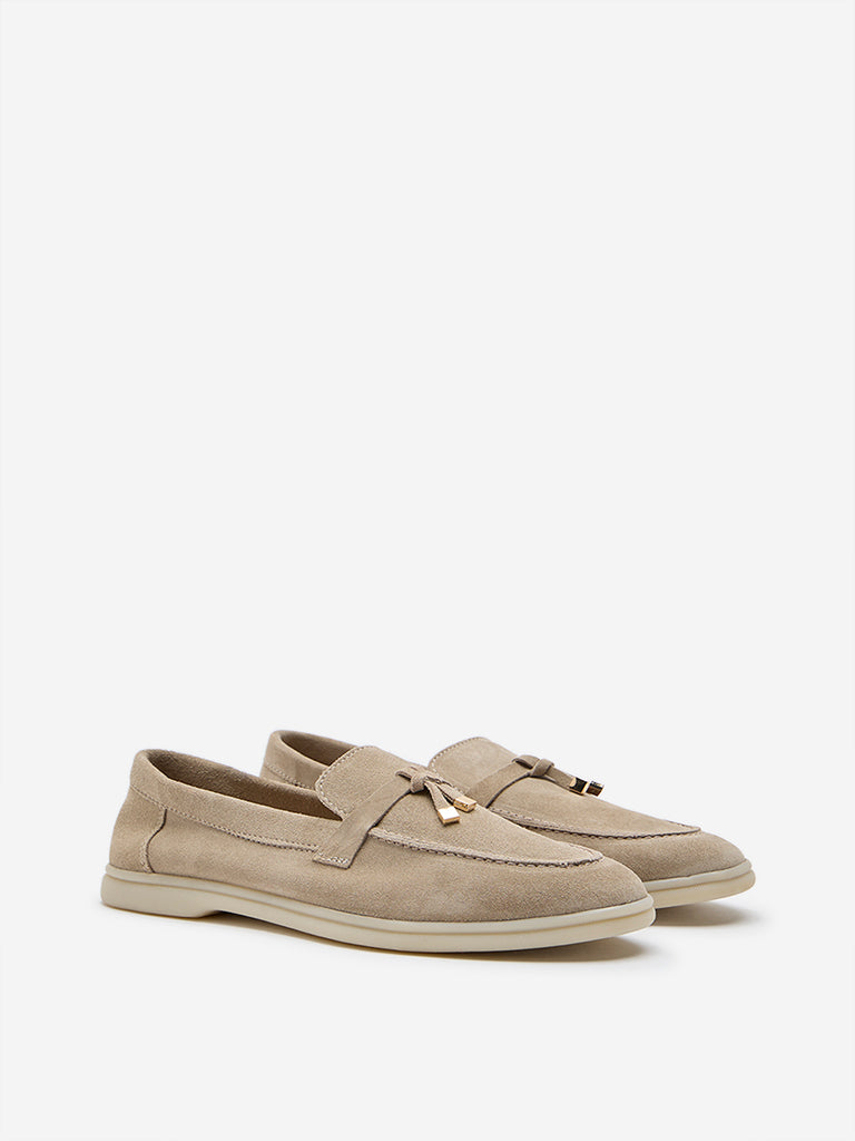 LUNA BLU Ivory Faux Suede Loafers