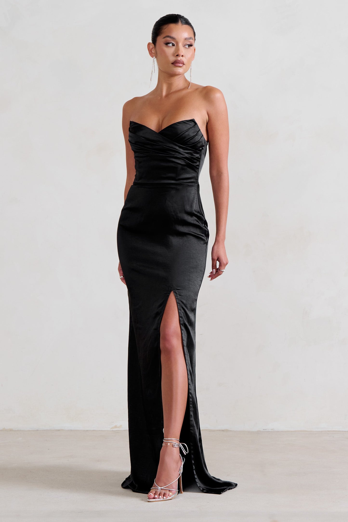 Coraline | Black Strapless Maxi Dress With Split