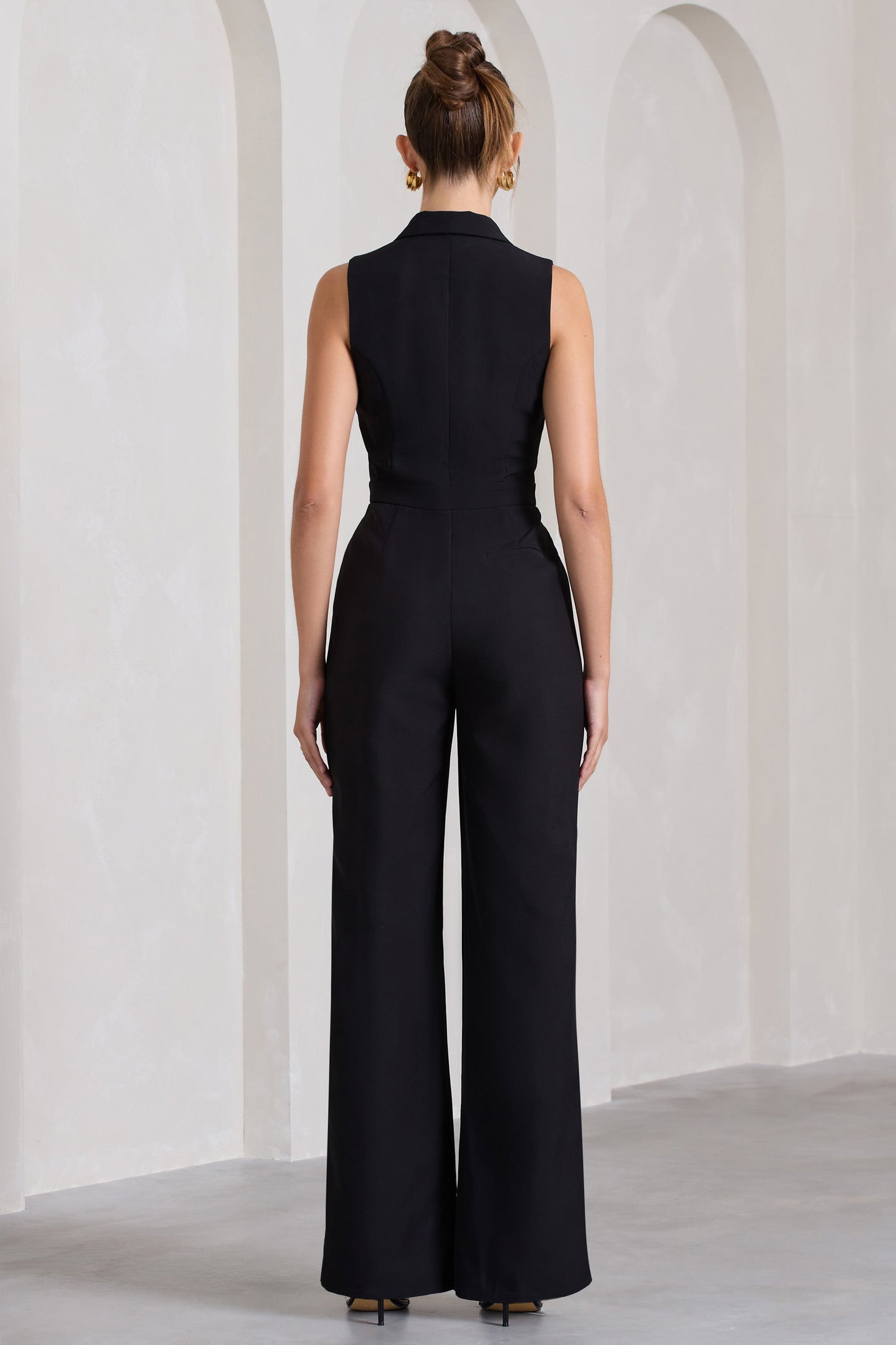 Endure | Black Tailored Sleeveless Wide-Leg Jumpsuit