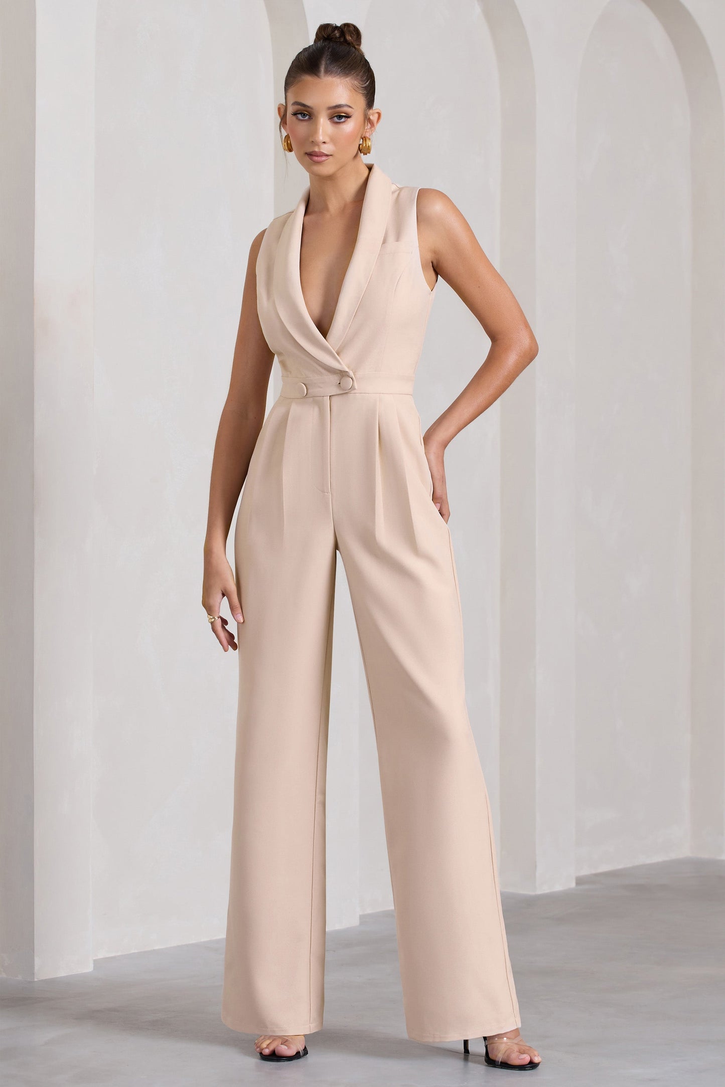 Endure | Stone Tailored Sleeveless Wide-Leg Jumpsuit