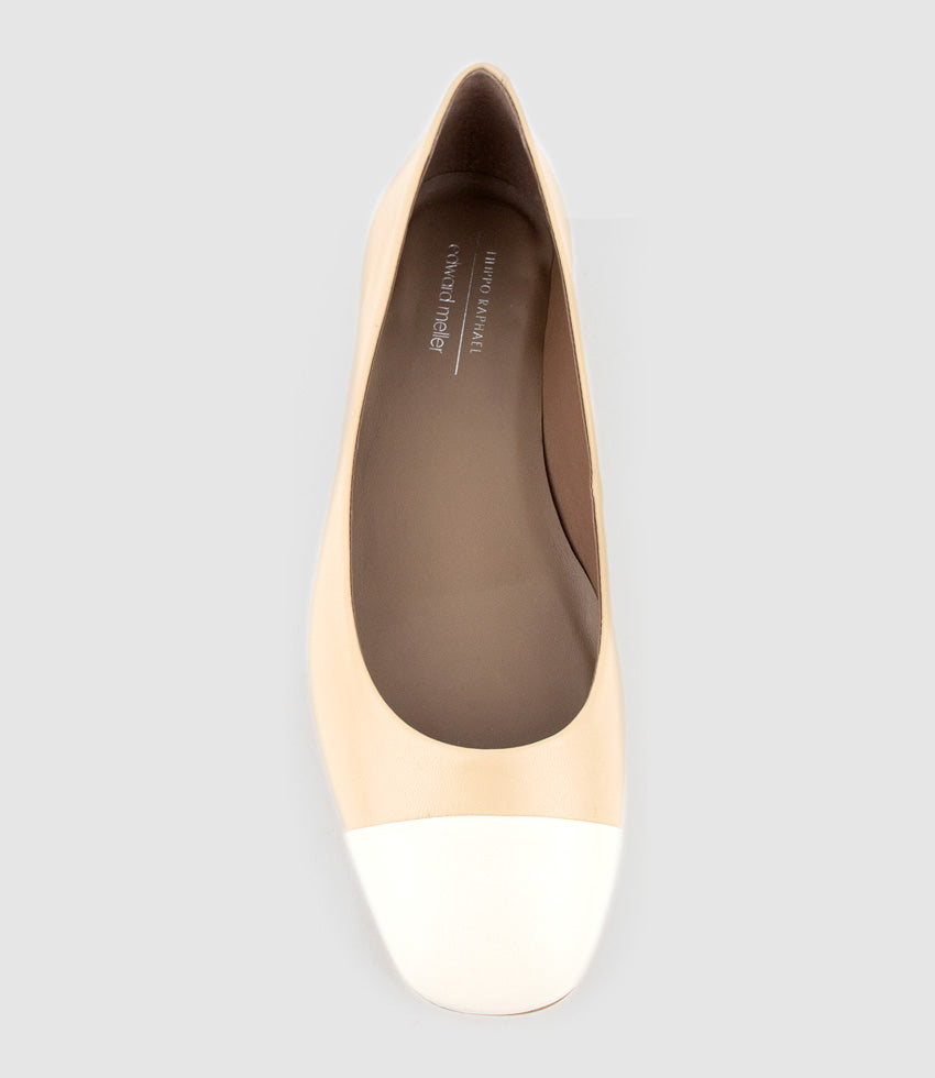 FYNN Cap Toe Ballet in Beige with Offwhite